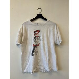 Vintage Dr Seuss Cat In The Hat Grinch Shirt Medium White Cartoon Graphic TShirt